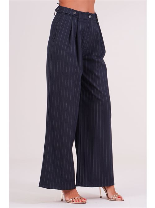 Pantalone palazzo gessato Another Label | SILVYEGESSATO NAVY